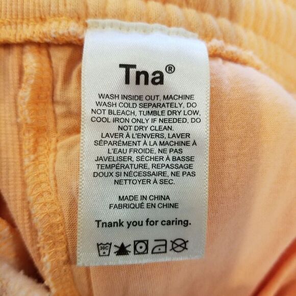 TNA Women Cozy Fleece Jogger Pants Size M Drawstring Elastic Waist Orange - Picture 7 of 7